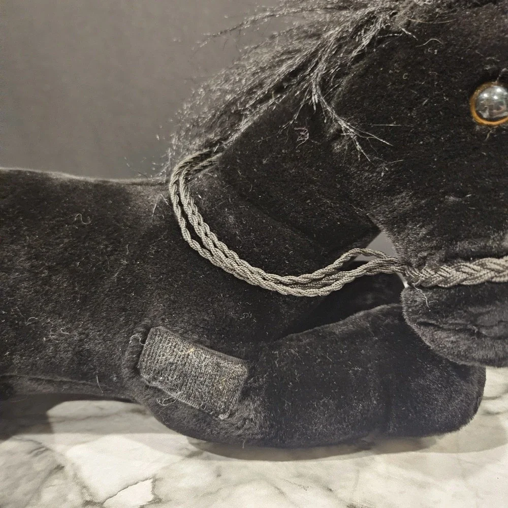 Black Horse Plush w/‎ Baby Foal Hook & Loop Set 14